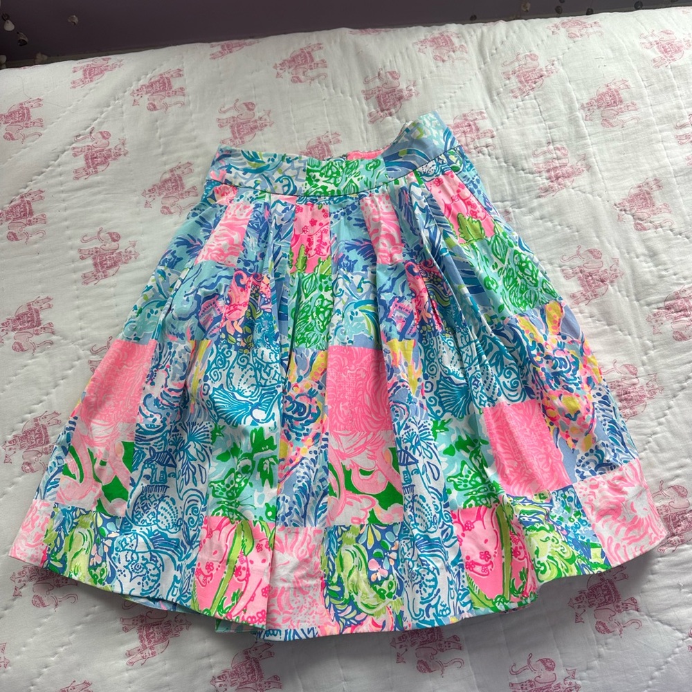 Lilly Pulitzer Patchwork Pleated Midi Skirt